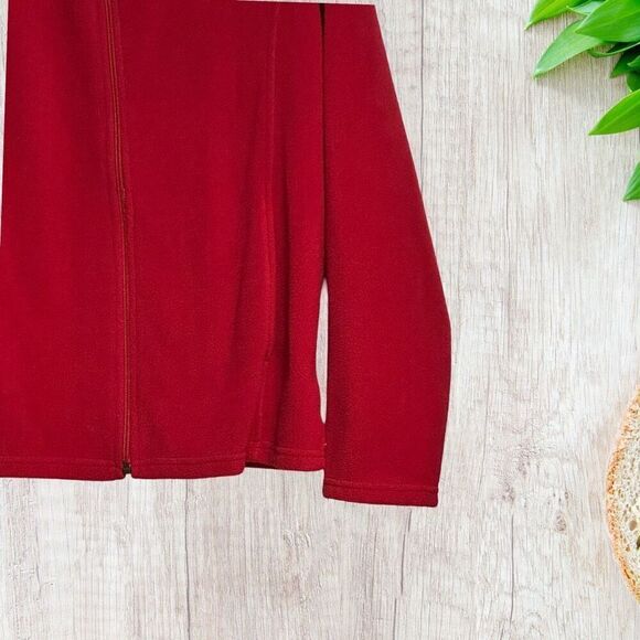 Talbots Womens Jacket Size L Red Quilted Details Fleece Pockets‎ Warm Cozy - Picture 3 of 9